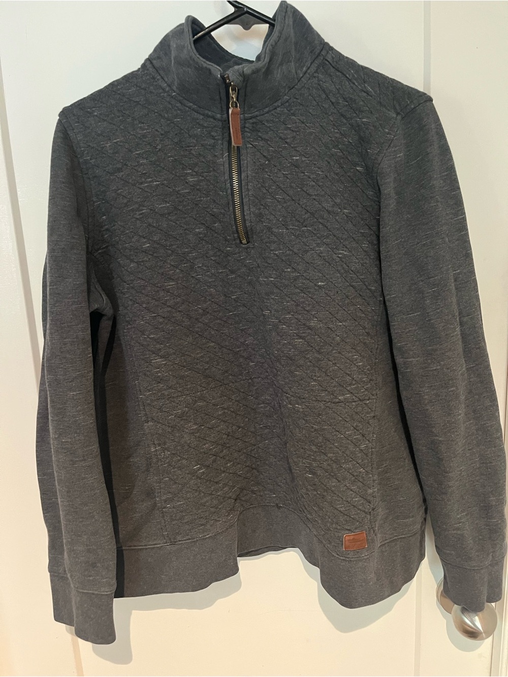 L.L. Bean Men's Dark Charcoal Quilted Half-Zip Pullover